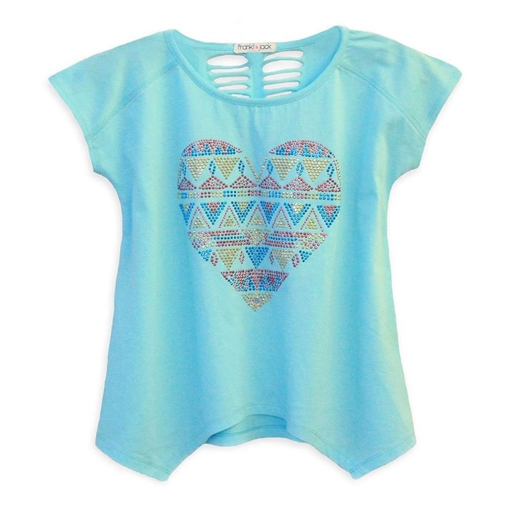 NEW Girls T-shirt With Rhinestone Heart Design